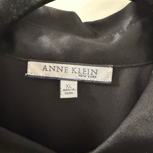 NWT $400 ANNE KLEIN XL Sequin Satin Collar Mini Shirtdress Belted - Picture 8 of 9